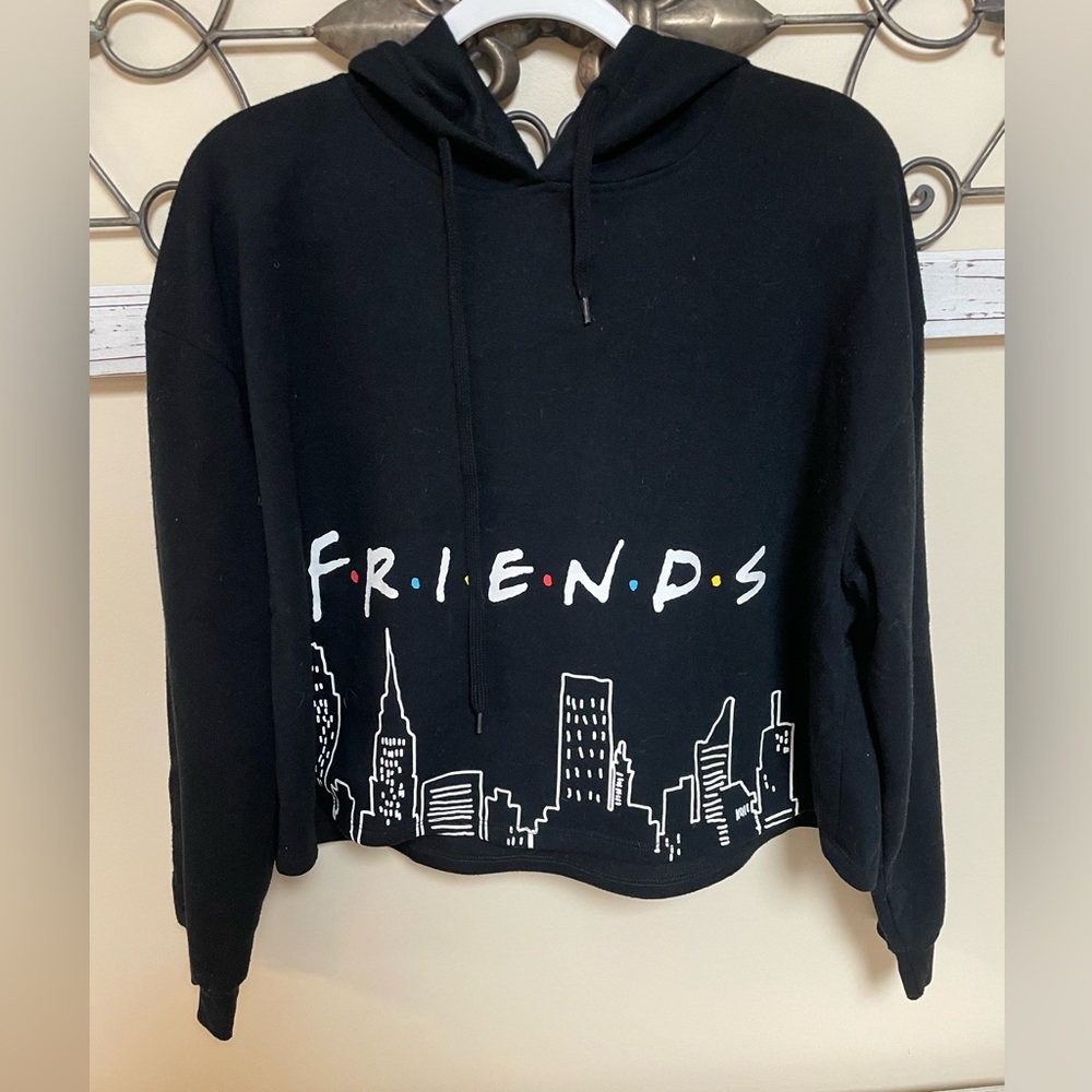 FRIENDS Logo Black Cropped Hoodie